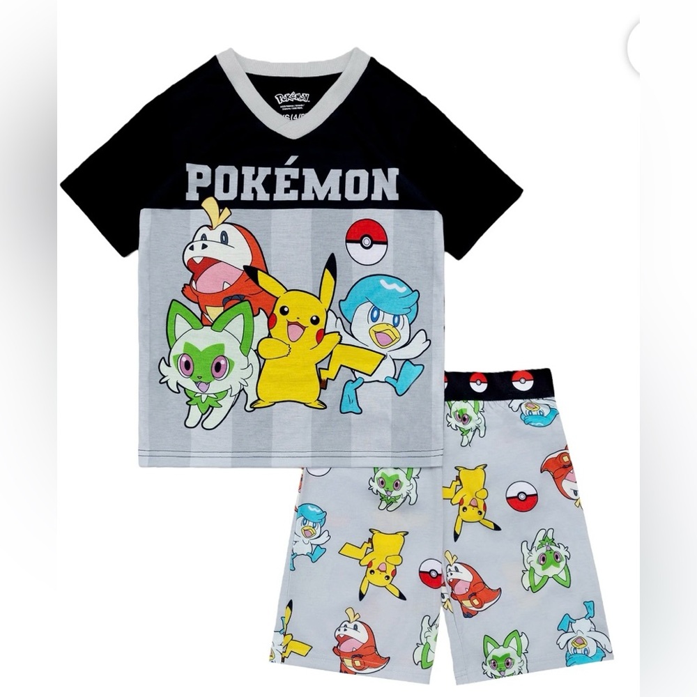 NWT Pokémon Boys 2-Piece Pajama Set XS 4/5 Pikachu Short Sleeve‎ Sleepwear